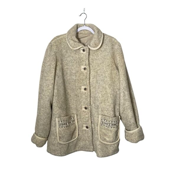 Vintage Tudor Court Button Front Speckled Fleece Jacket/Shacket Women's Size Med - Picture 1 of 16